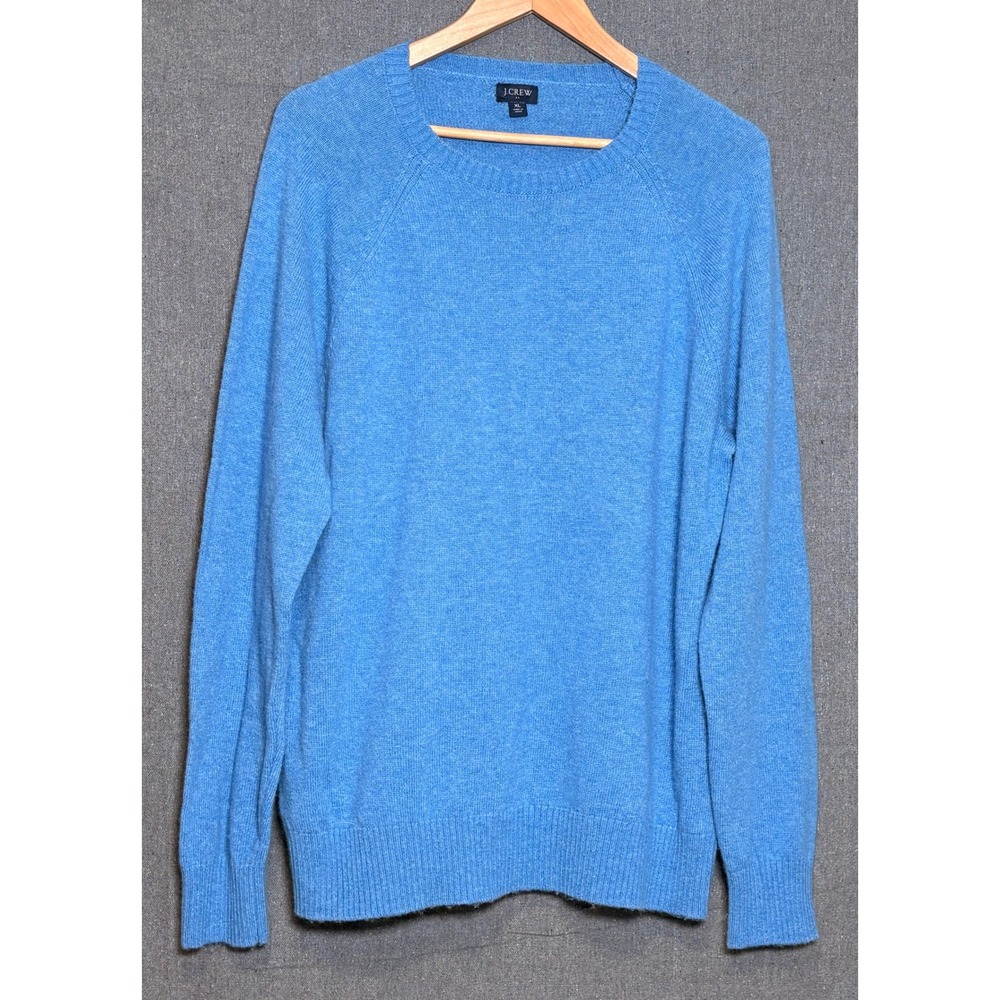 J.Crew Mens Blue Lambswool Blend Crewneck Raglan Sweater XL